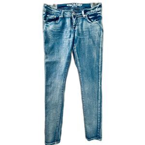 D&B Jeans Women's 30x28 Skinny Rhinestone Deep Blue Juniors Stretch Denim Pants